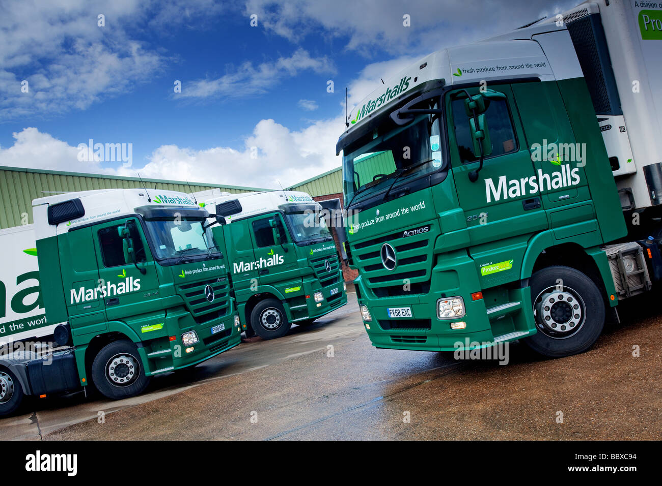 Mercedes Benz trucks in an industrial setting Stock Photo