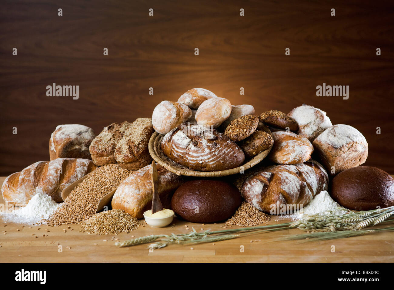 Bread grain wheat oats flour and butter Sweden Stock Photo Alamy
