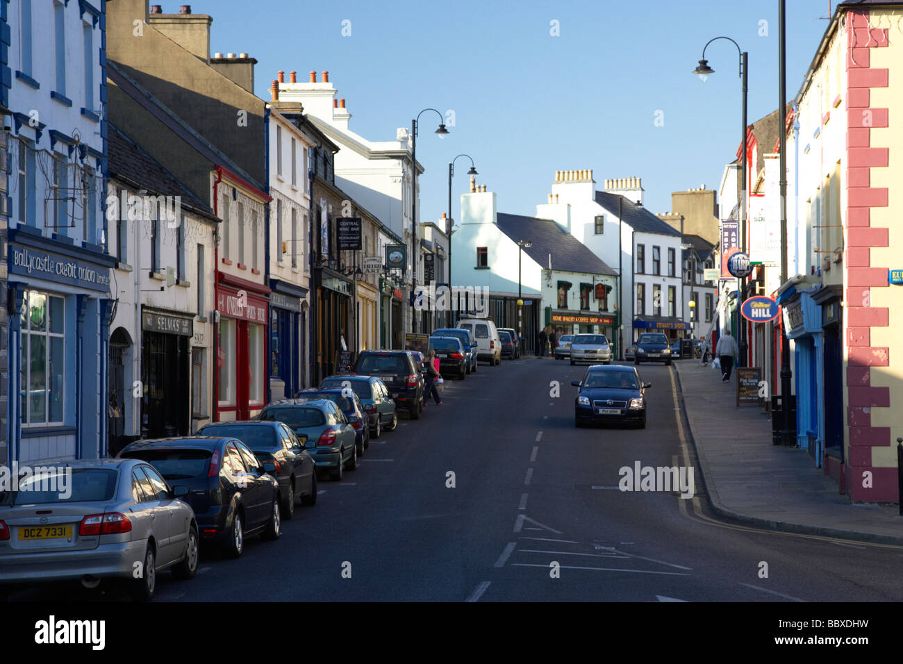 the main through road in Ballycastle Ann Street through the centre of the town on the main antrim coastal route county antrim Stock Photo