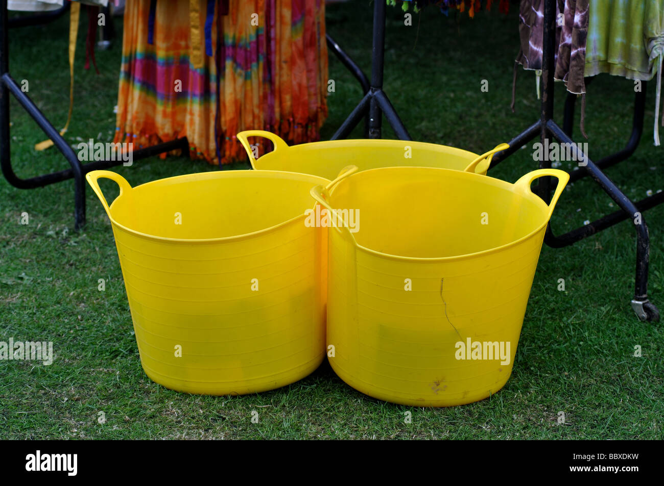 Yellow plastic trug baskets Stock Photo Alamy