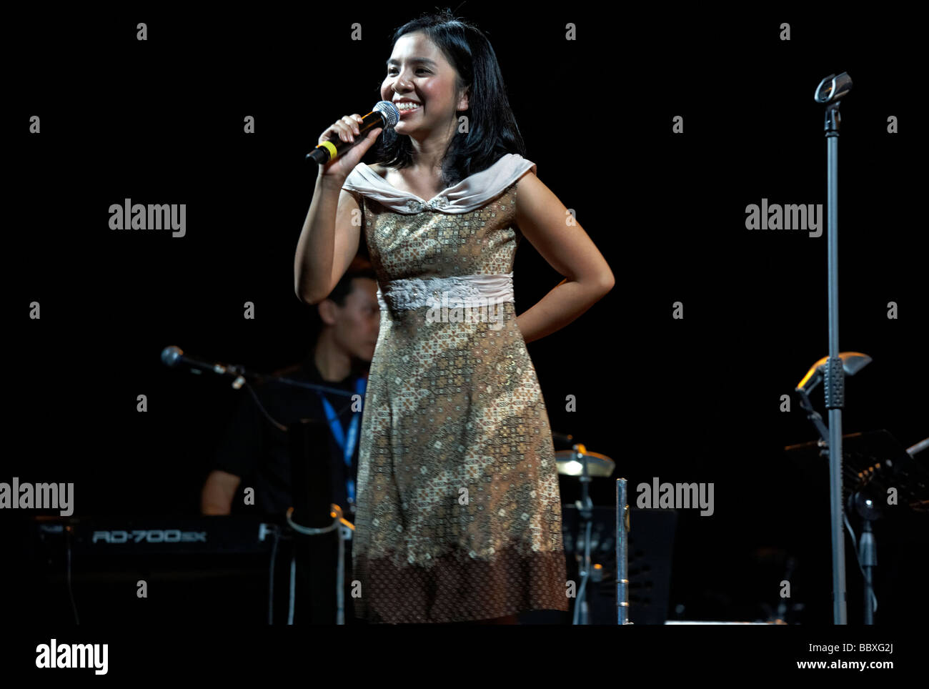 Female singer of the Indonesian band Mocca performing on stage at the Stock Photo 24554954 Alamy