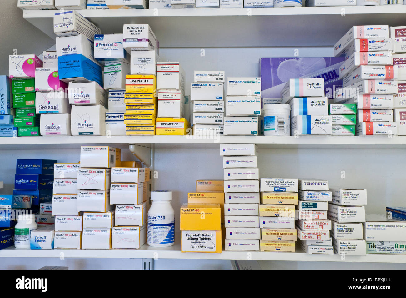 Medicine shelf in a chemists shop Stock Photo - Alamy