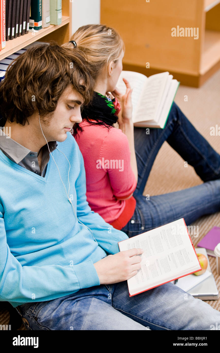 Students in a library Sweden. Stock Photo
