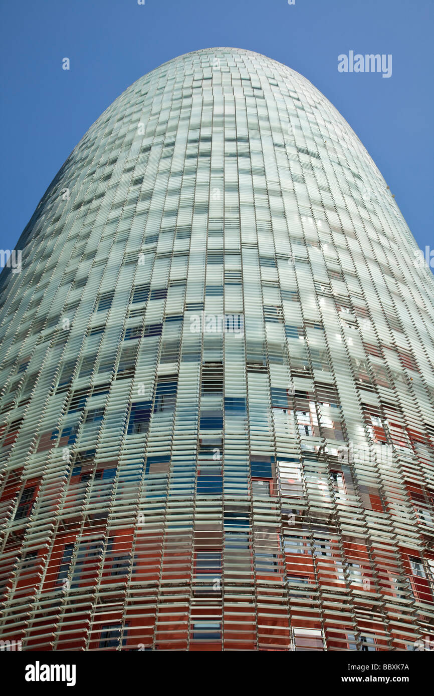 The Torre Agbar, modern office building, Barcelona Spain Stock Photo
