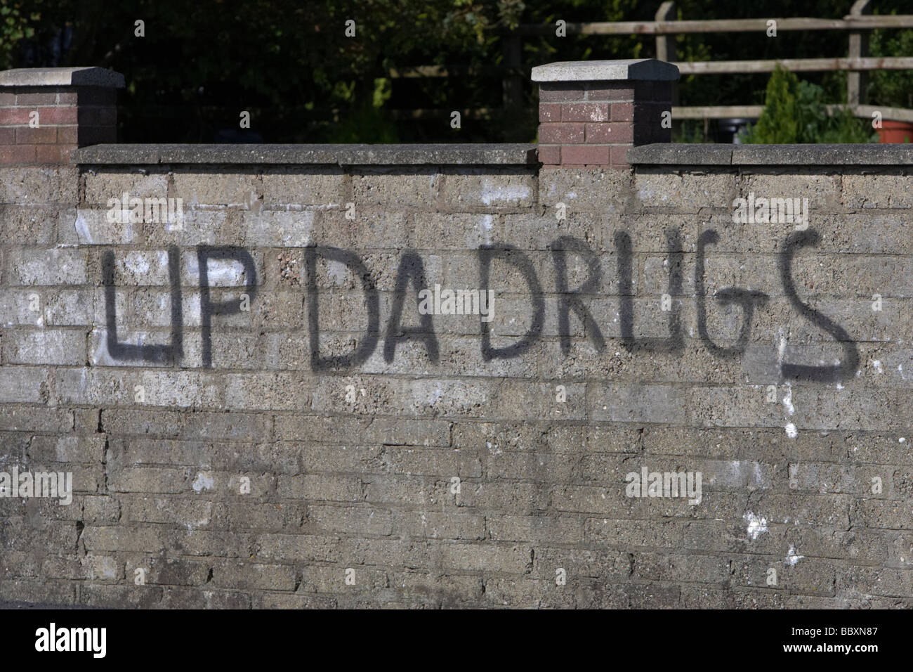 up da drugs pro drugs graffiti in the uk Stock Photo