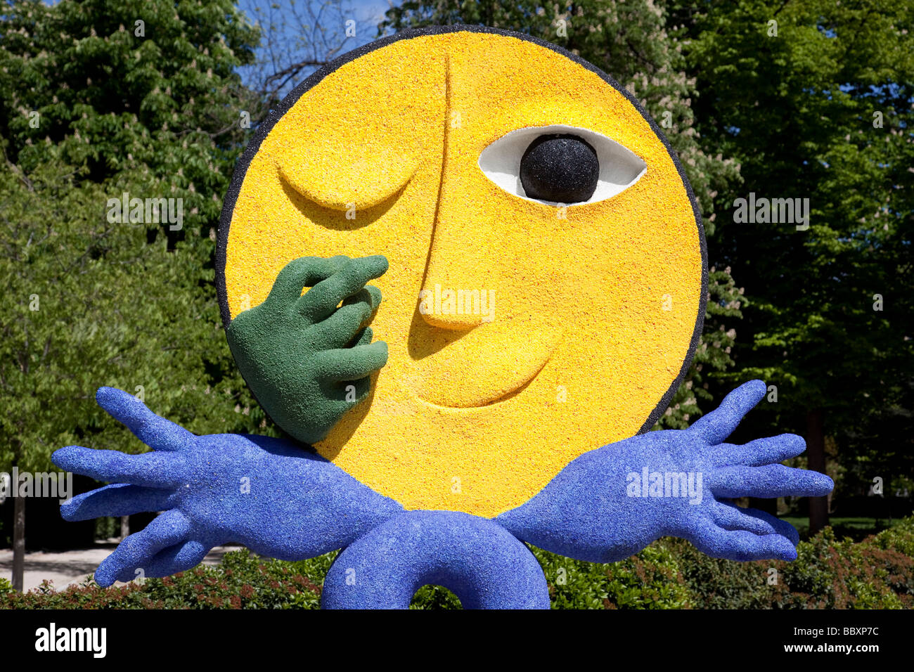 Typical spanish sculptures in Retiro Park, Madrid, Spain Stock Photo