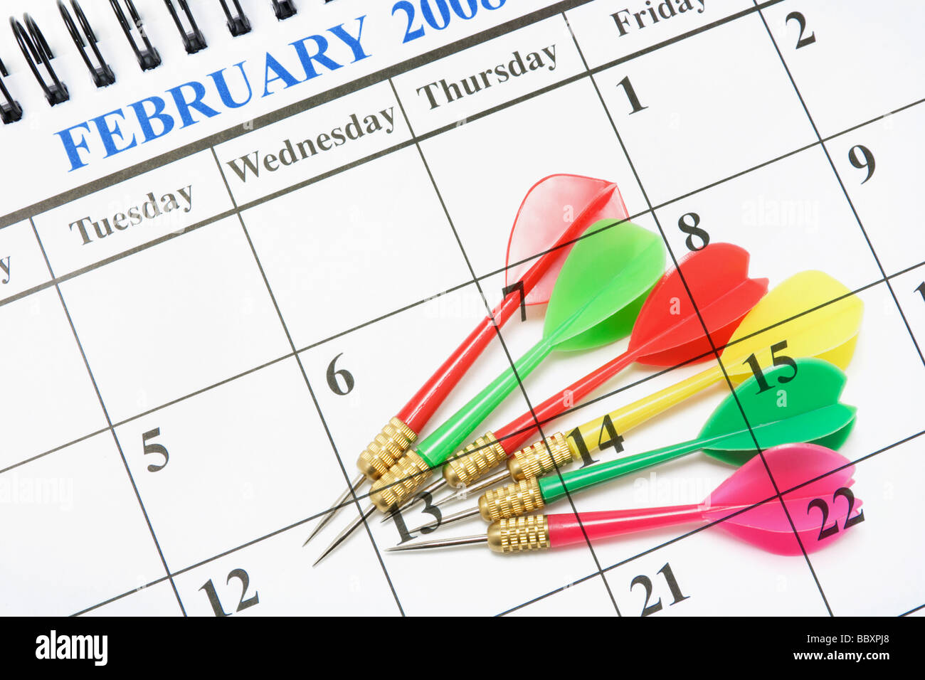 Calendar and Darts Stock Photo - Alamy