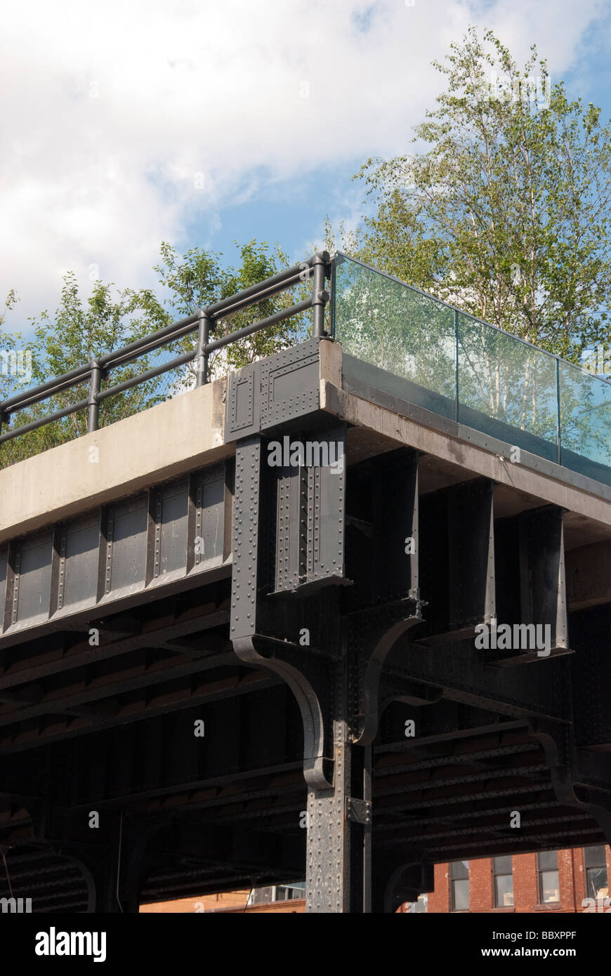 the southern termination of the elevated High Line Park at Gansevoort