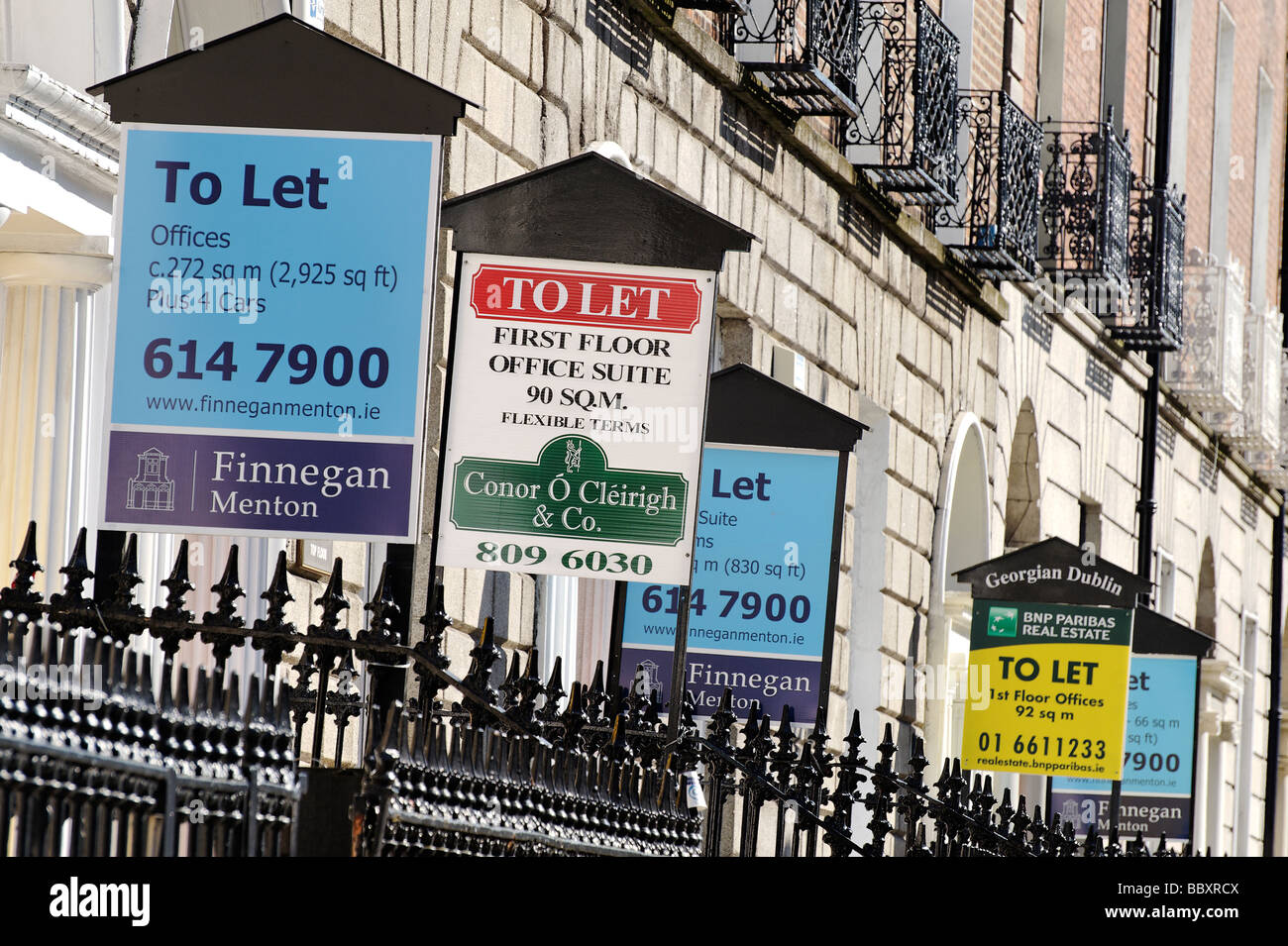 Estate agents To Let signs in central Dublin Republic of Ireland Stock Photo