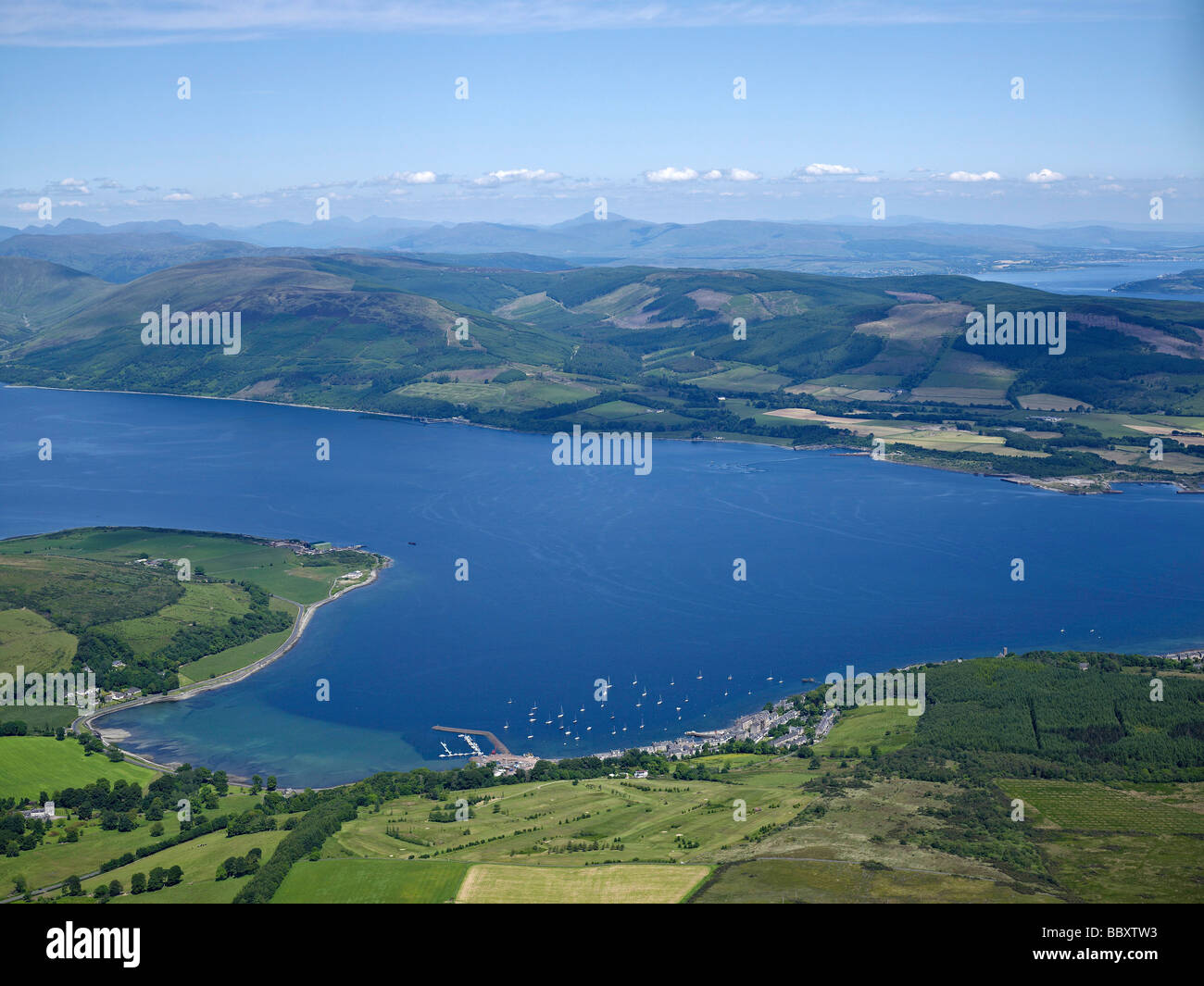 Port Bannatyne, and the Kyles of Bute, Clyde Estuary, western Scotland