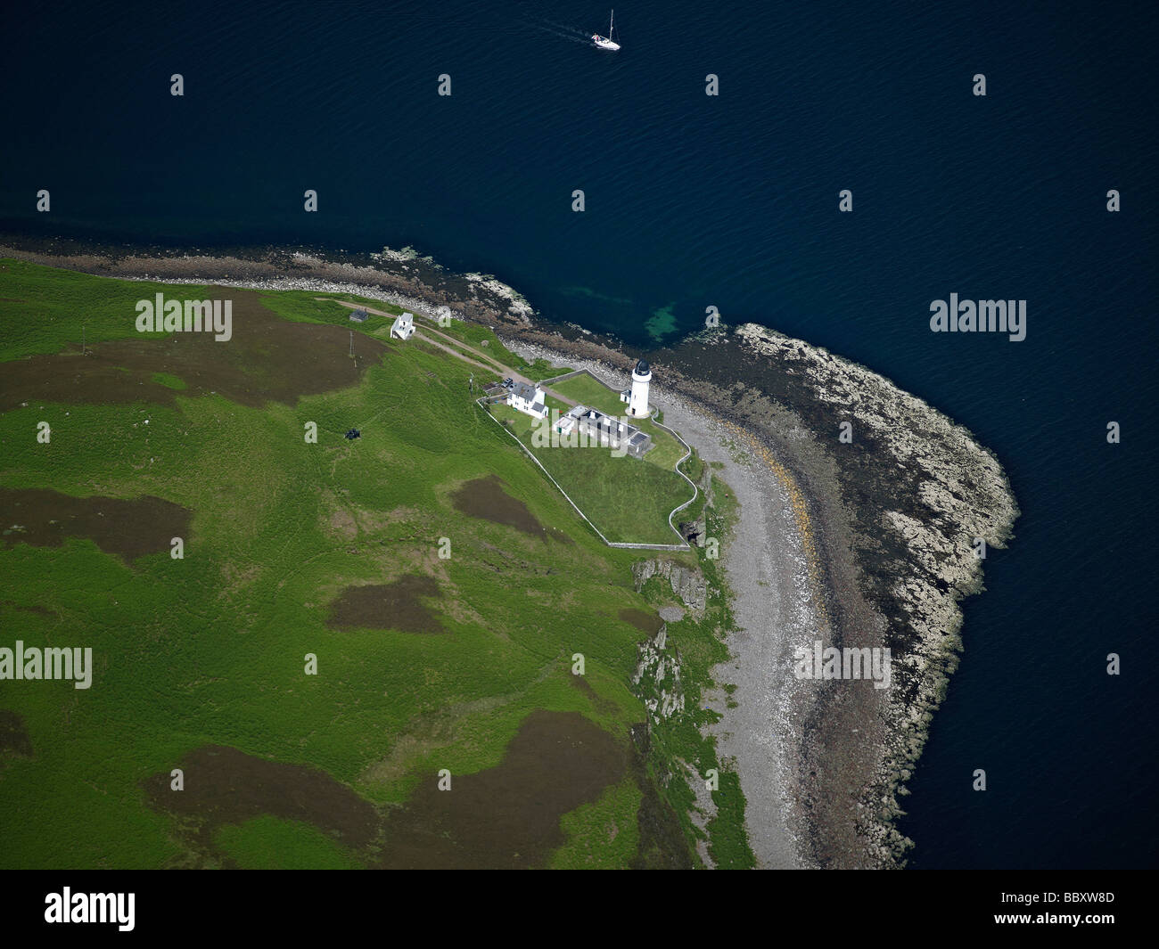 Lighthouse Davaar Island, at the entrance to Campbeltown Loch, Western Scotland Stock Photo