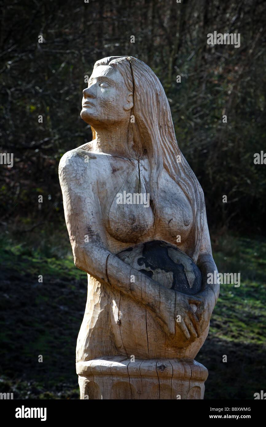 Sculpture Fragile Earth Cwmaman Sculpture Trail Mid Glamorgan South Wales UK Stock Photo