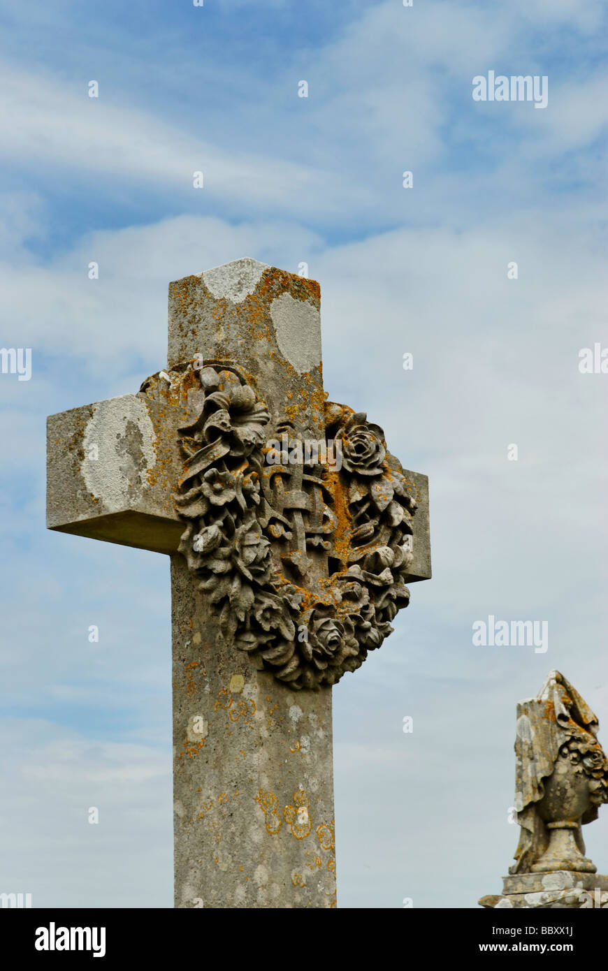 Cross with stone wreath Stock Photo