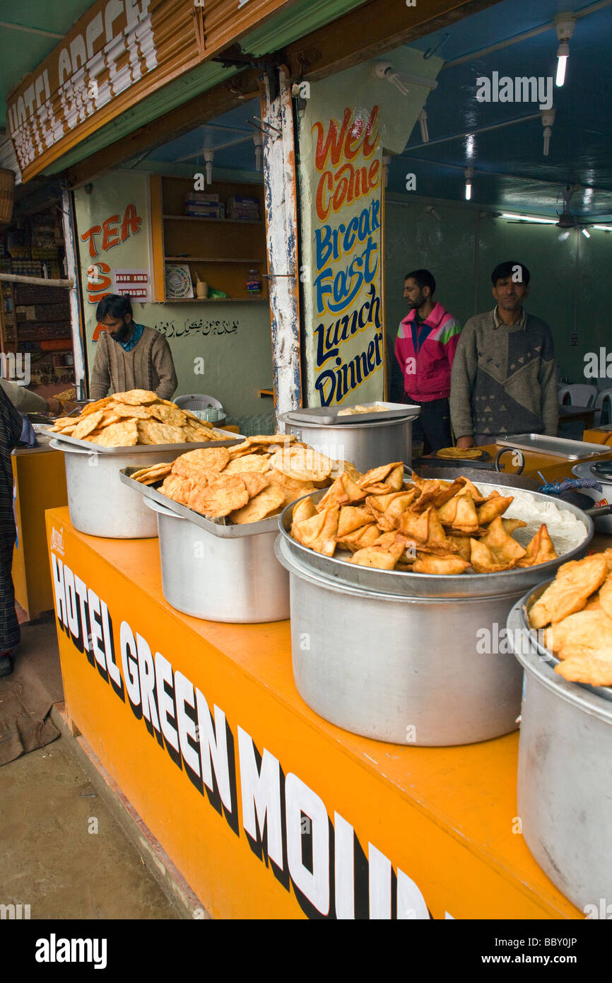 Traditional Indian snacks for sale outside a small cafe Stock Photo Alamy