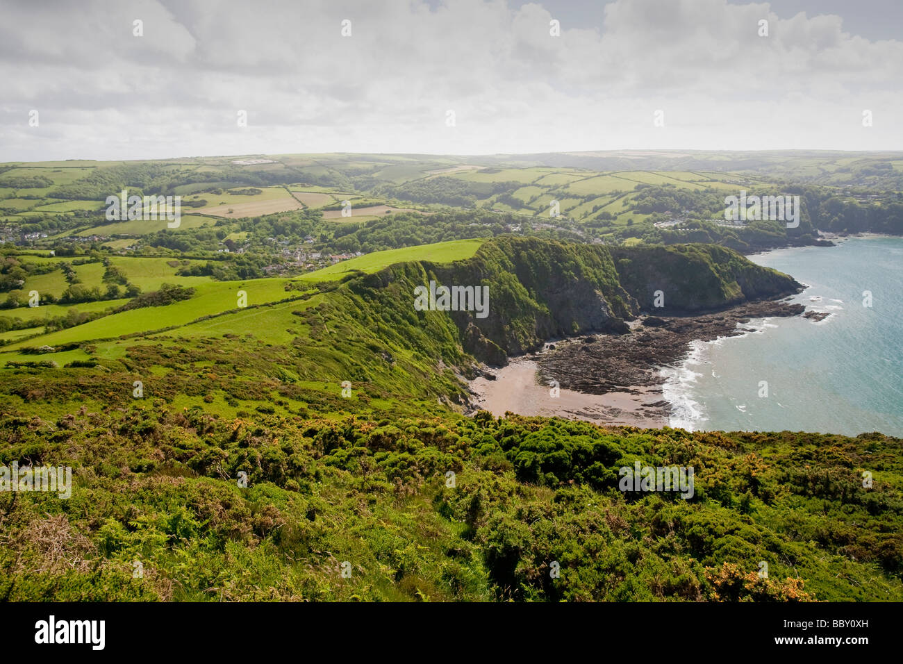 Combe Martin and surrounding countryside on the north Devon coast UK