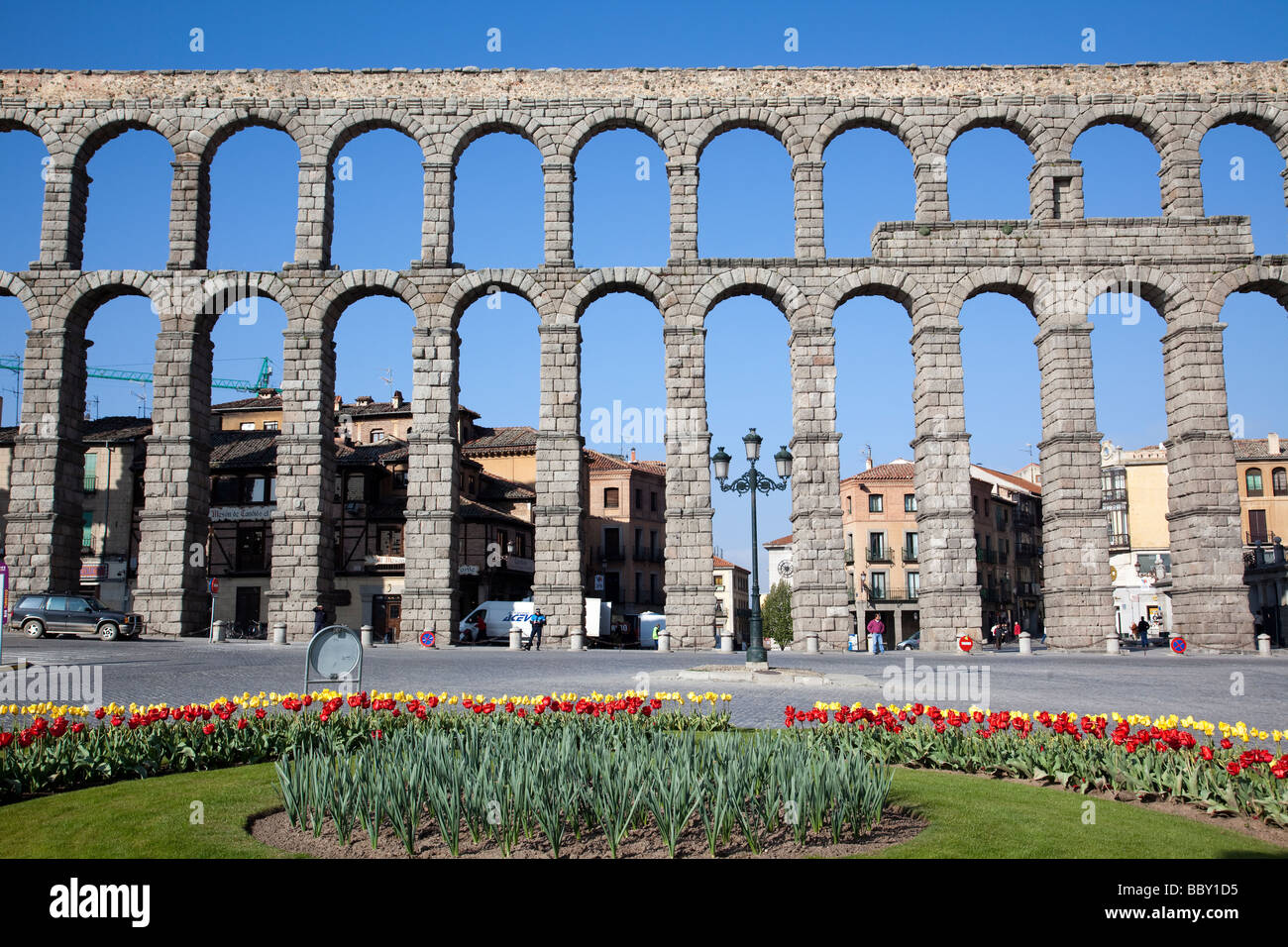 Aqueduct of Segovia, Roman aqueduct, Segovia, Spain Stock Photo