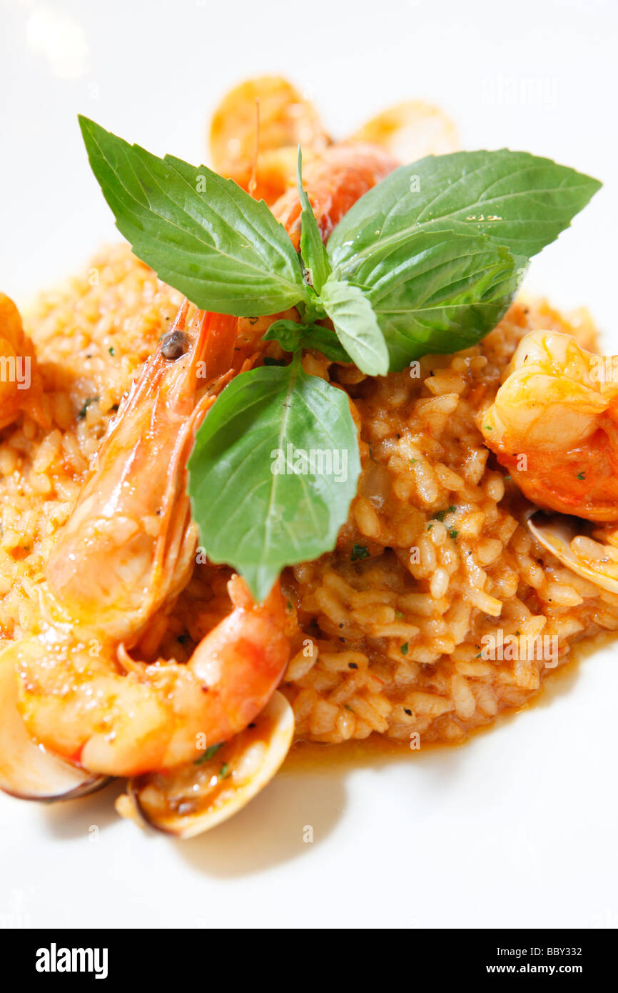 Seafood risotto with king prawns and clams Food from Cielo Restaurant