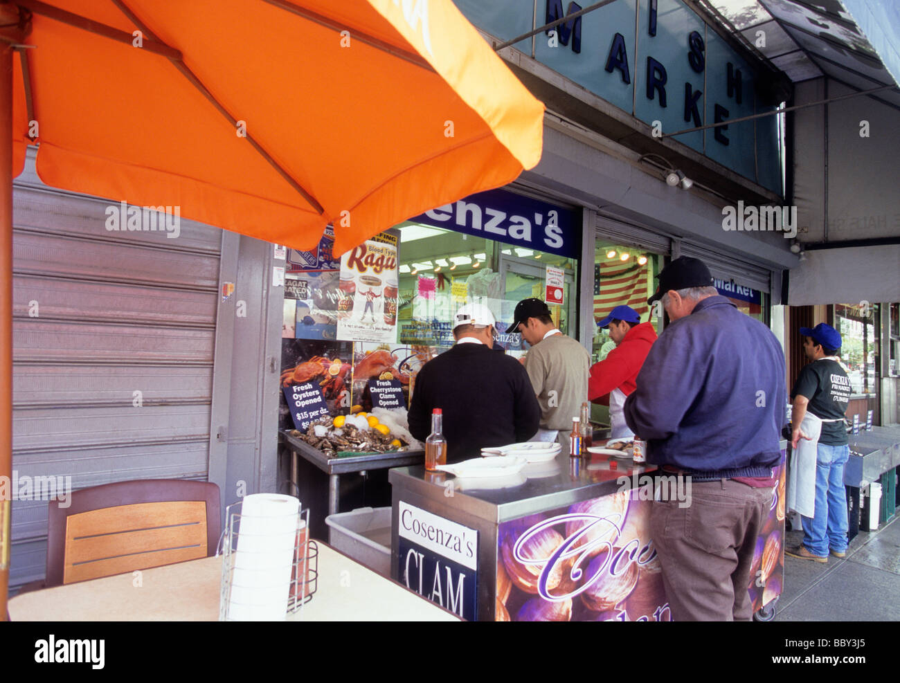 The Bronx Arthur Avenue Cosenza's Fish Market  in New York City. Neighborhood Italian ethnic fish store  in New York, USA Stock Photo