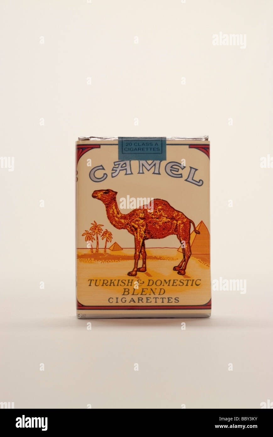 Package of Camel Cigarettes. Camel's are one of the top five selling cigarettes in the United States. Stock Photo