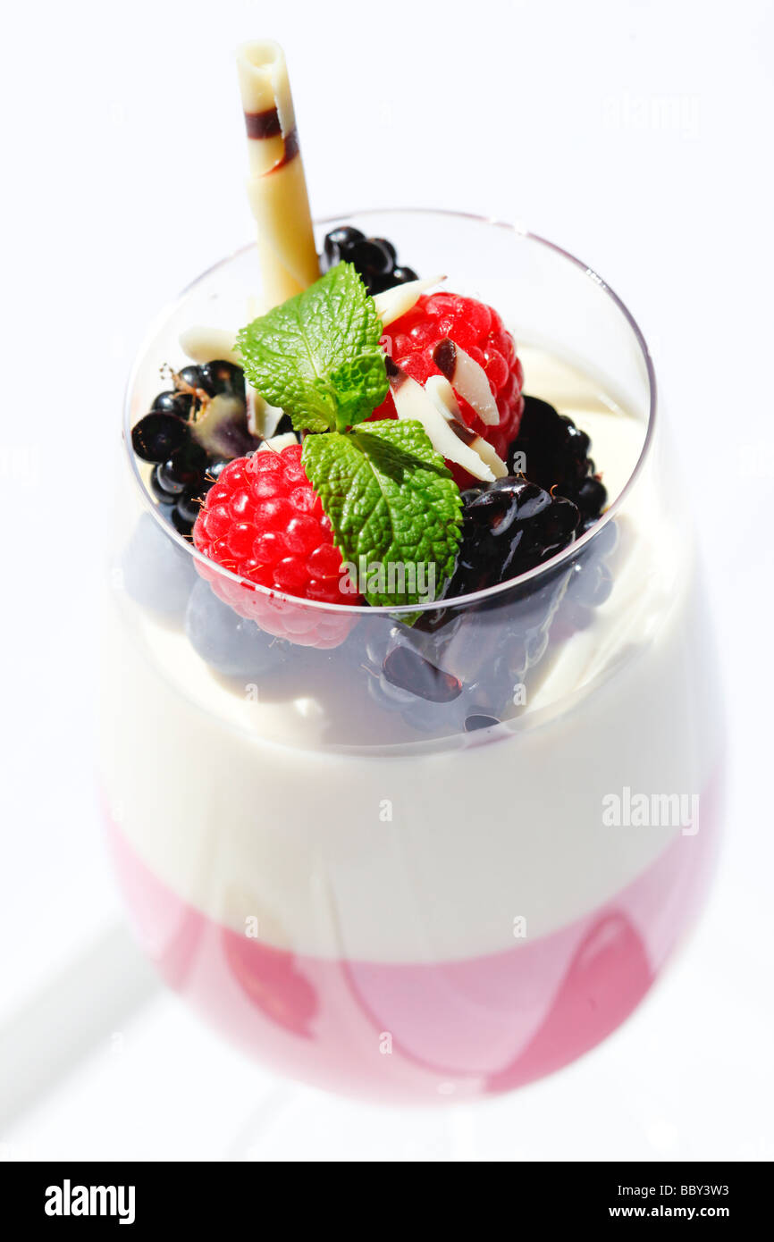 Strawberry and Vanilla Panacotta Food from Cielo Restaurant in  Brindleyplace Birmingham England Stock Photo - Alamy