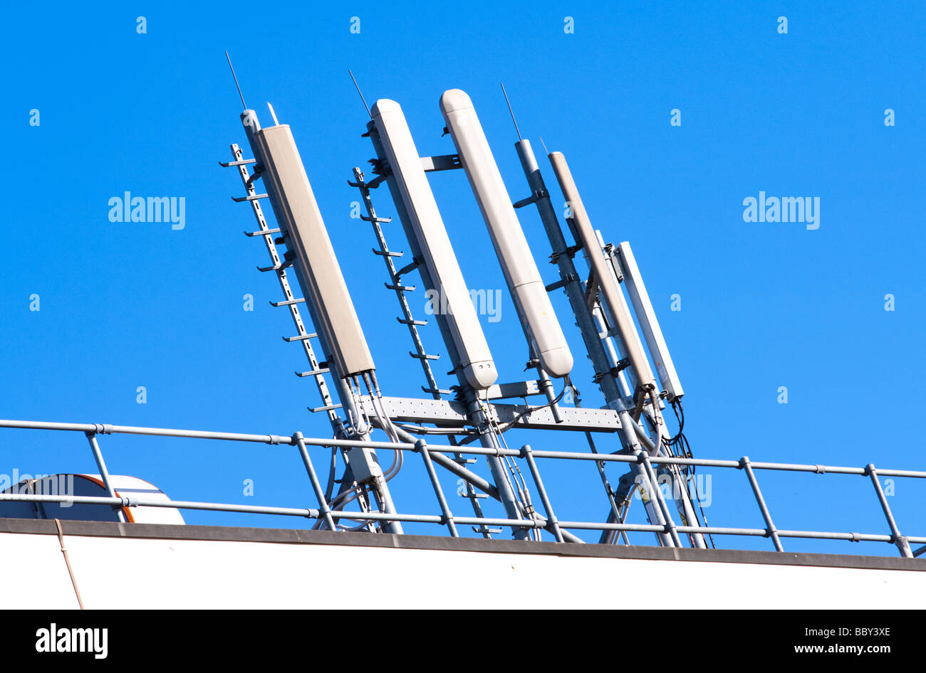 Mobile phone mast, BT Exchange, Leamington Spa, Warwickshire, UK Stock