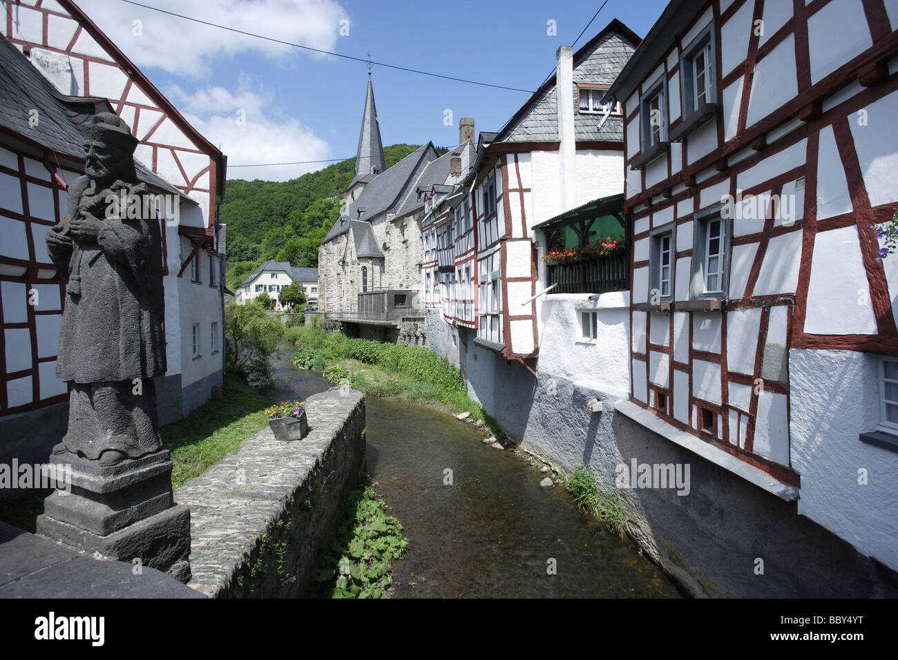 Half-timbered houses in the village of Monreal, Mayen-Koblenz district, Rhineland-Palatinate, Germany, Europe Stock Photo