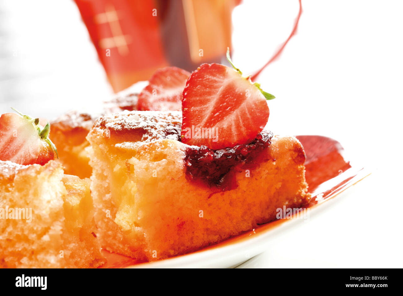 Strawberry cake, strawberry slices Stock Photo