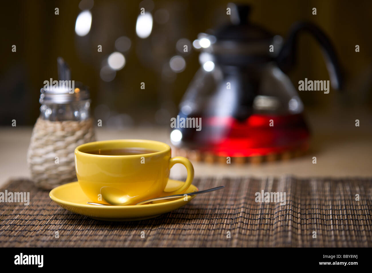 Yellow Table Tea Tea in yellow cup on table Stock Photo - Alamy