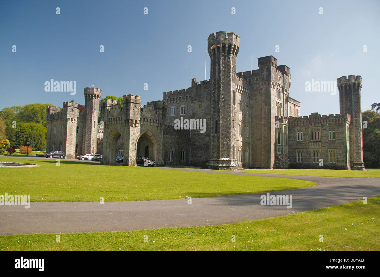 The beautiful grounds, castle & lake of Johnstown Castle, Co. Wexford, Ireland. Stock Photo