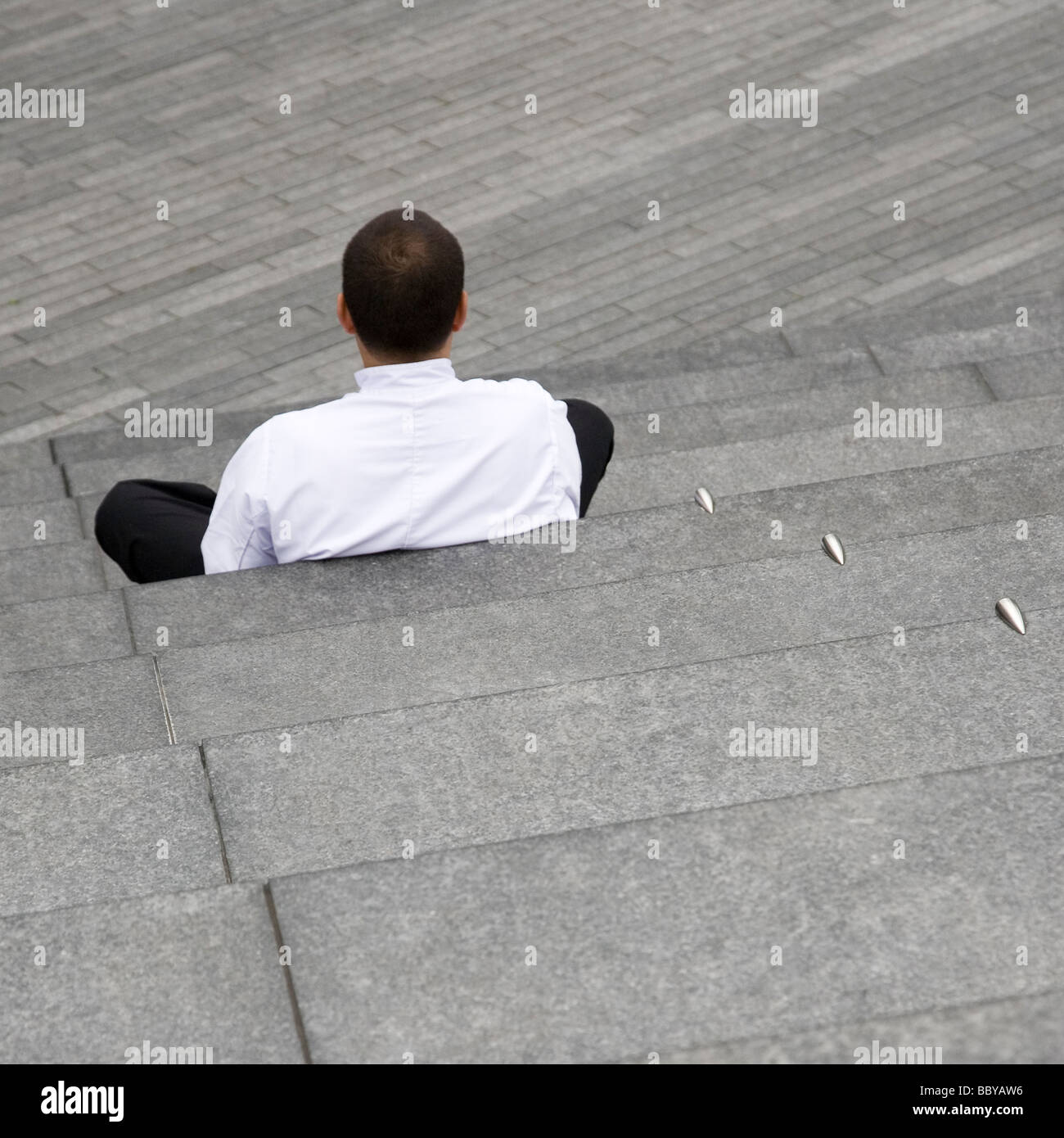 dejected city worker Stock Photo