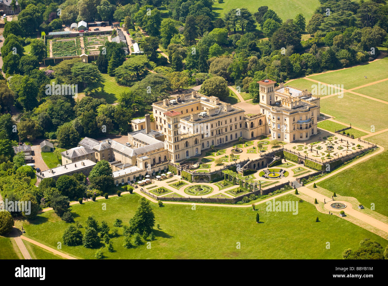 Aerial Walled garden Osborne House East Cowes Isle of Wight England