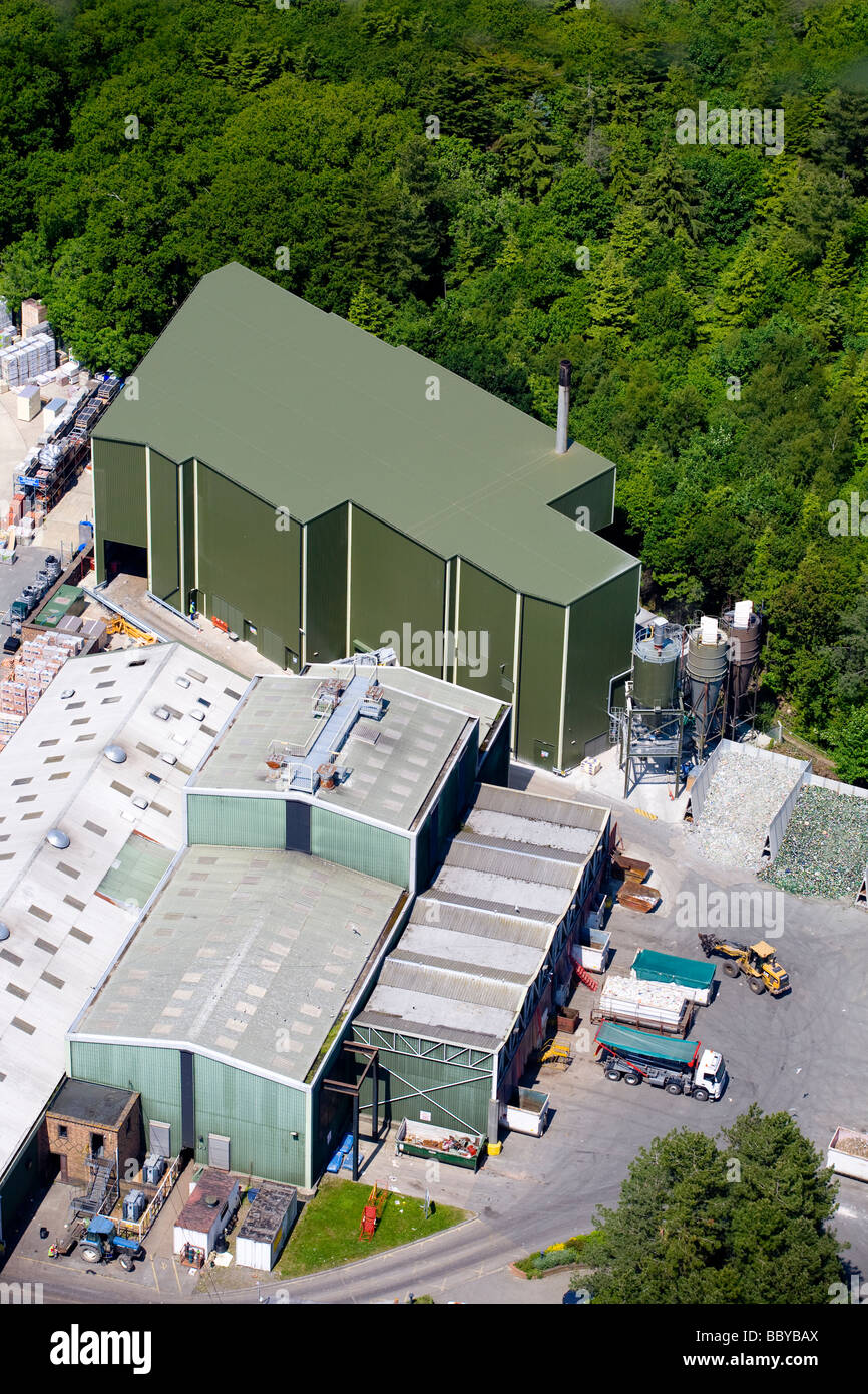 Aerial view of waste burning power plant station newport isle of wight