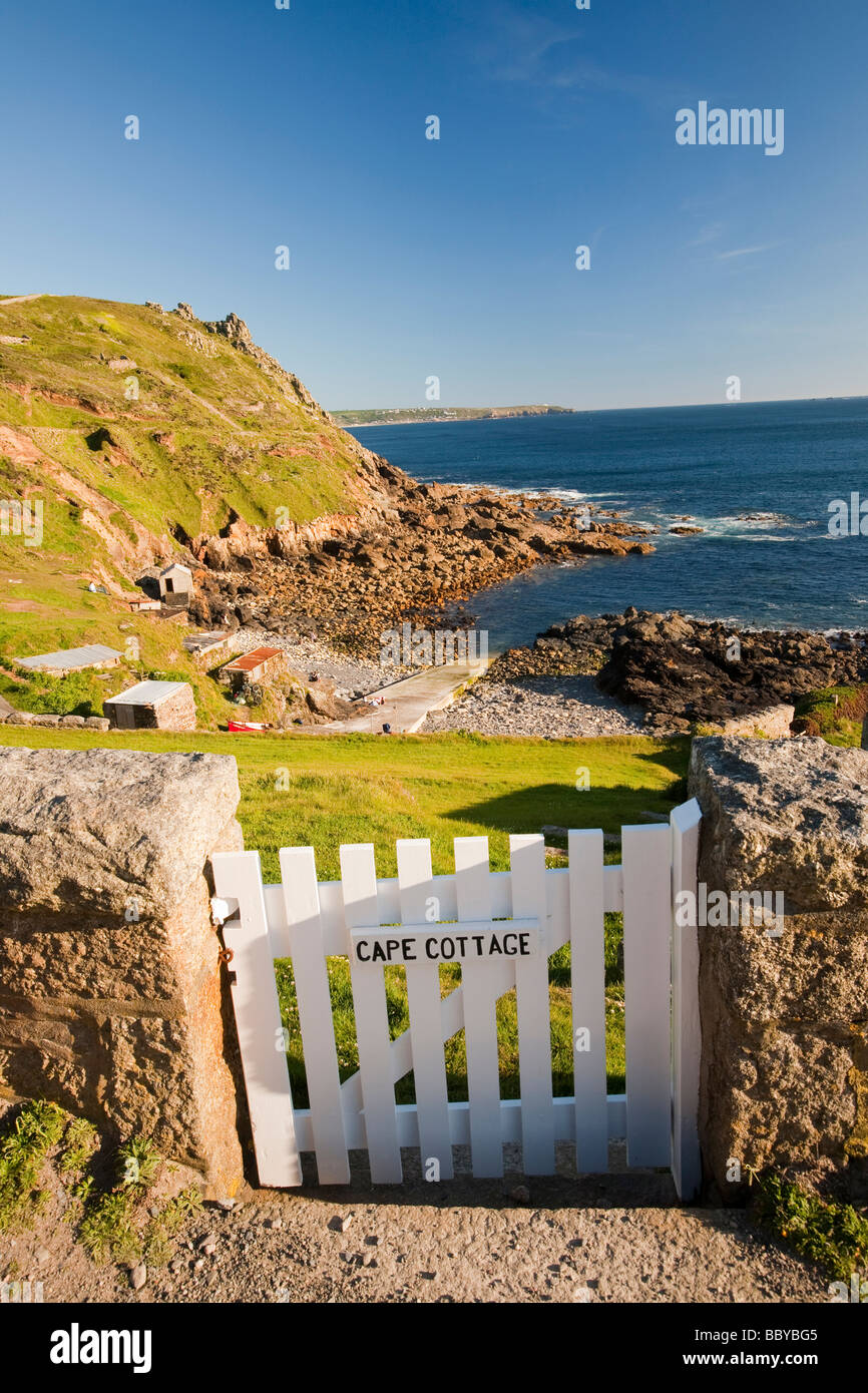 A cottage gate at Cape Cornwall near St Just Cornwall UK Stock Photo