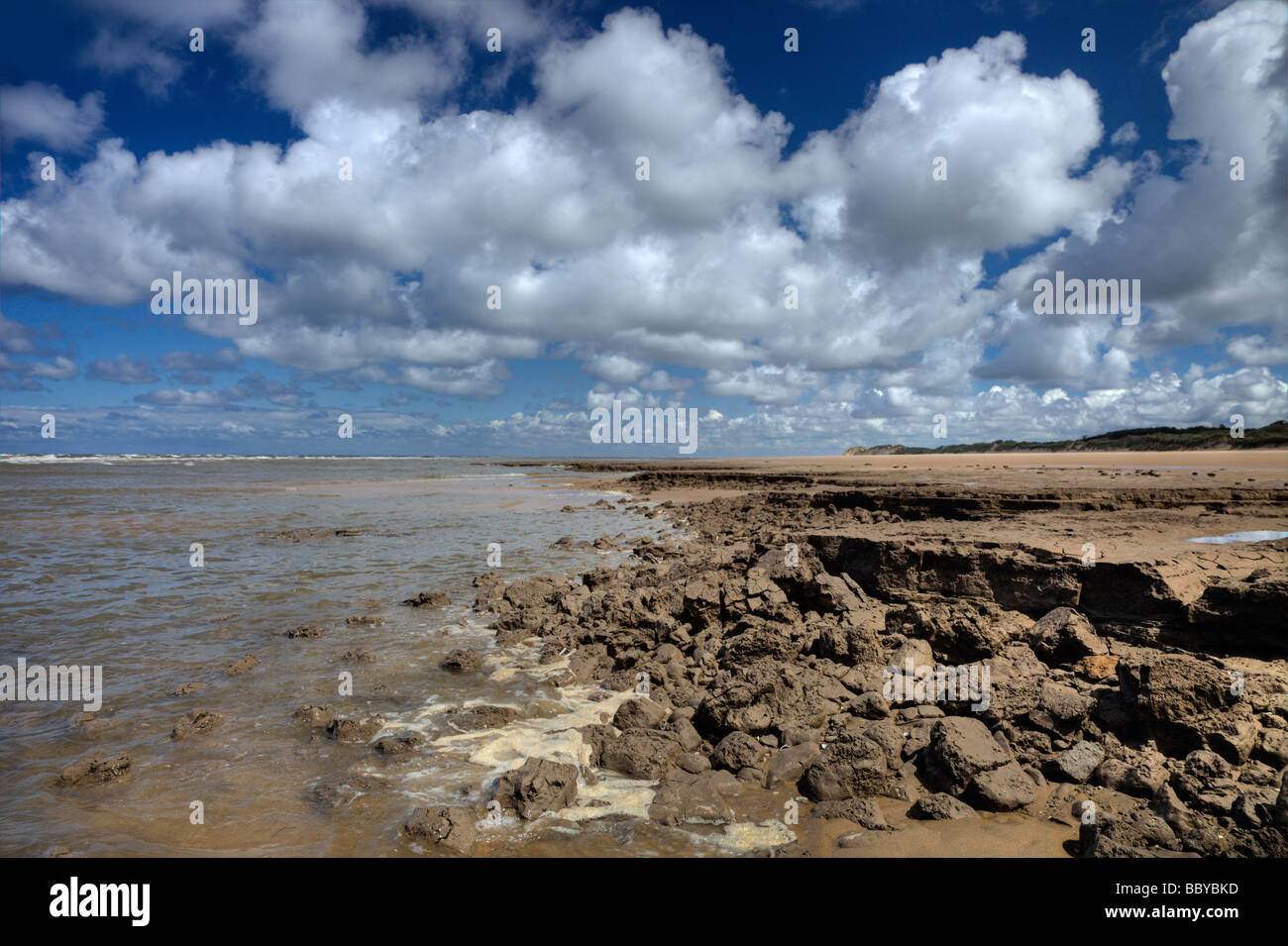 Neolithic beach sediment layers Stock Photo