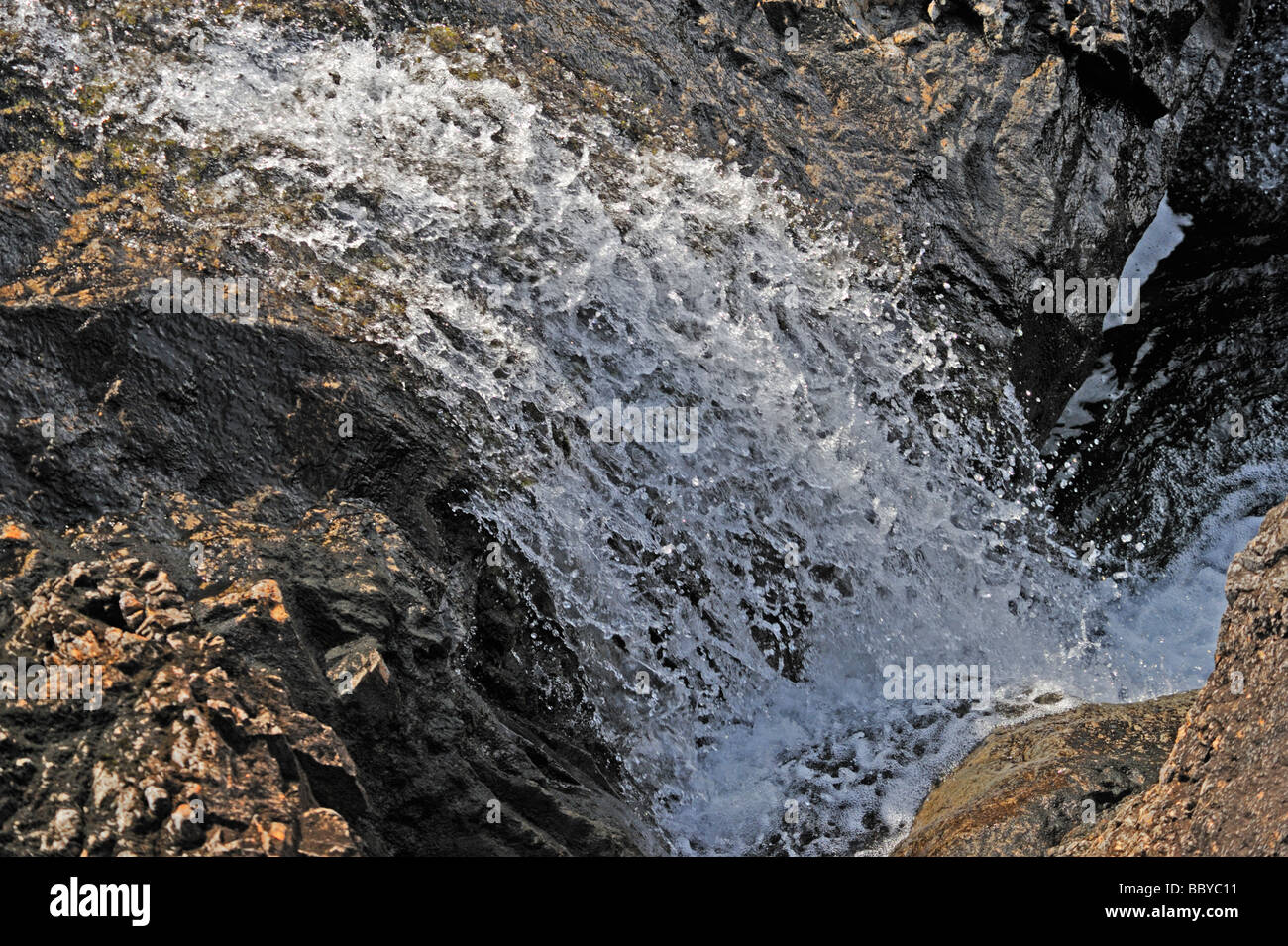 Rock formations. The Fairy Pools, Allt Coir' a' Mhadaidh, Coire na Creich, Glen Brittle, Minginish, Isle of Skye, Scotland, U.K. Stock Photo