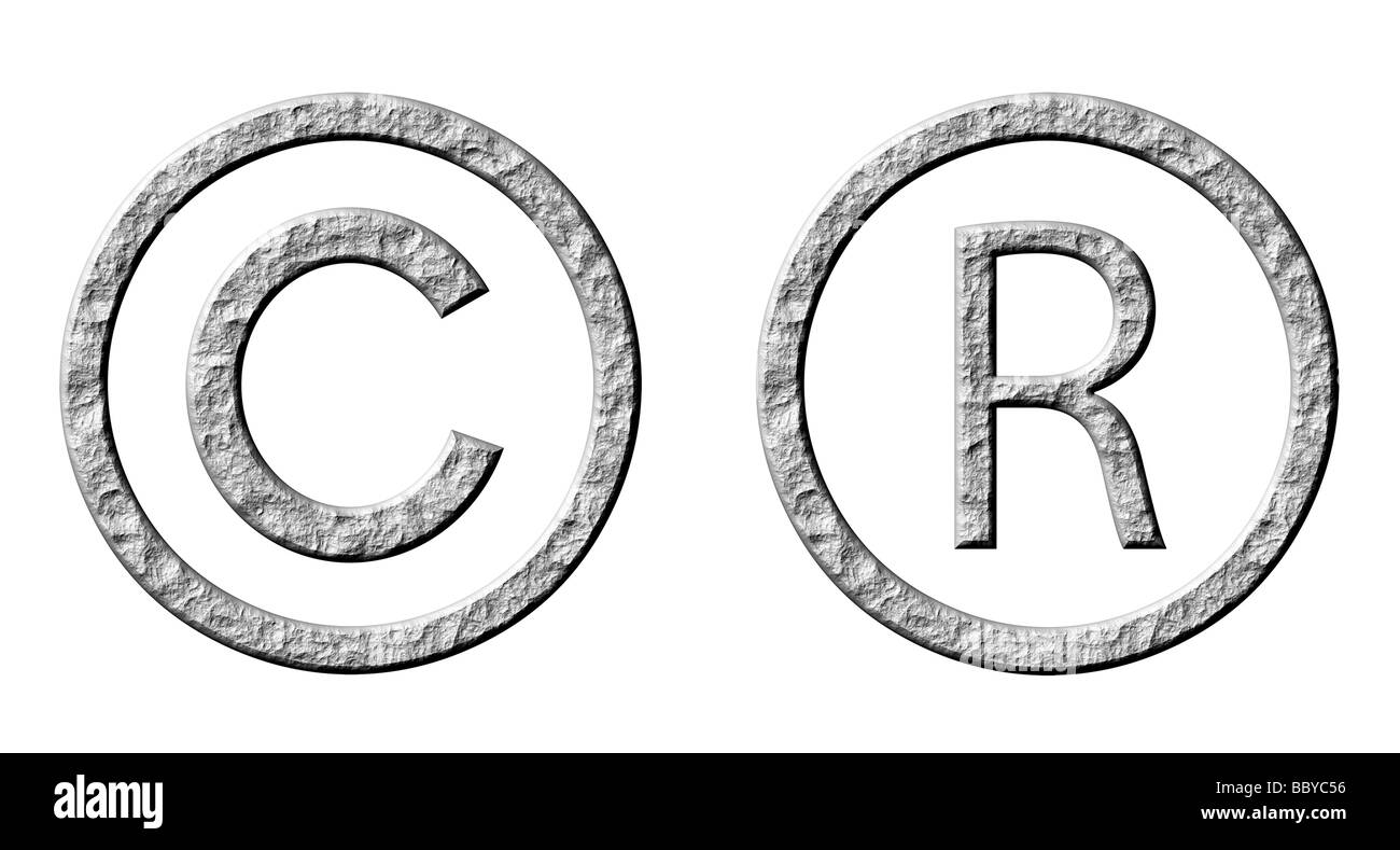 3d stone copyright and registered symbols Stock Photo