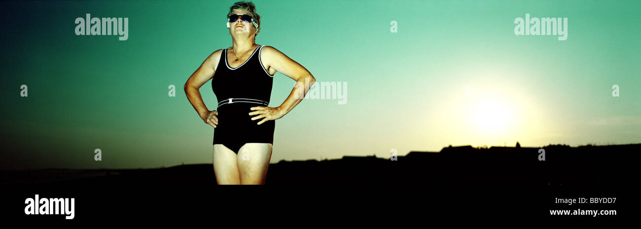 old woman swimming costume