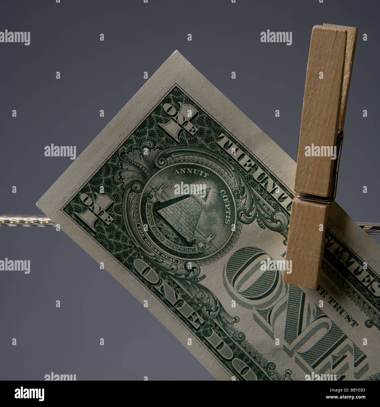 dollar bill on washing line Stock Photo Alamy