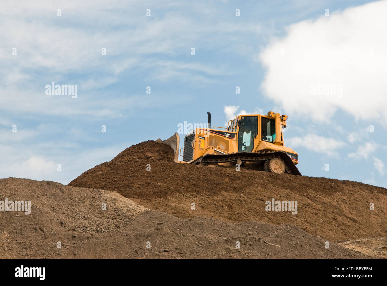 bulldozer working at a construction site in Minnesota Stock Photo