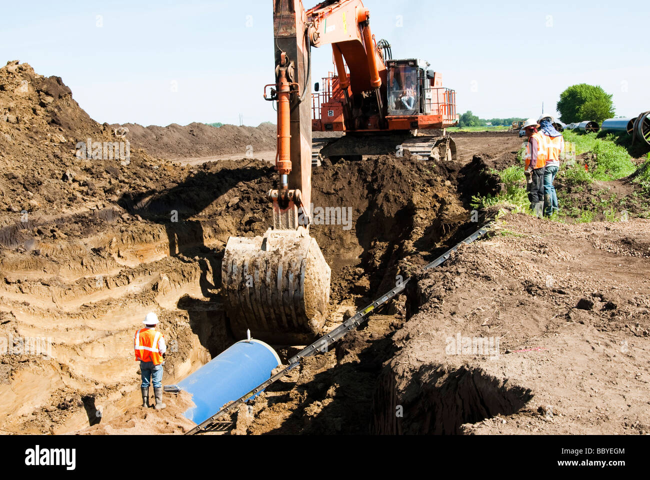 Water pipe being laid at the Louis Clark Regional Water System pipeline