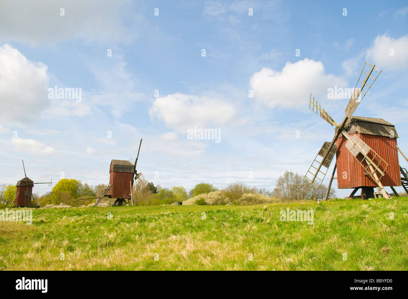 Windmills on Öland, Sweden. Stock Photo