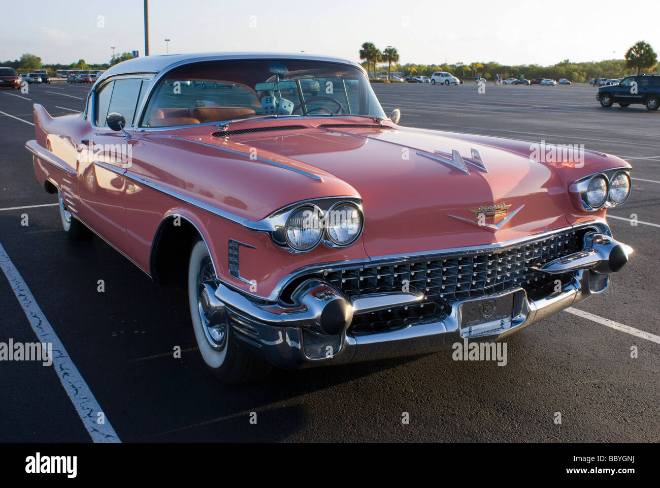 Pink Cadillac in Florida Stock Photo