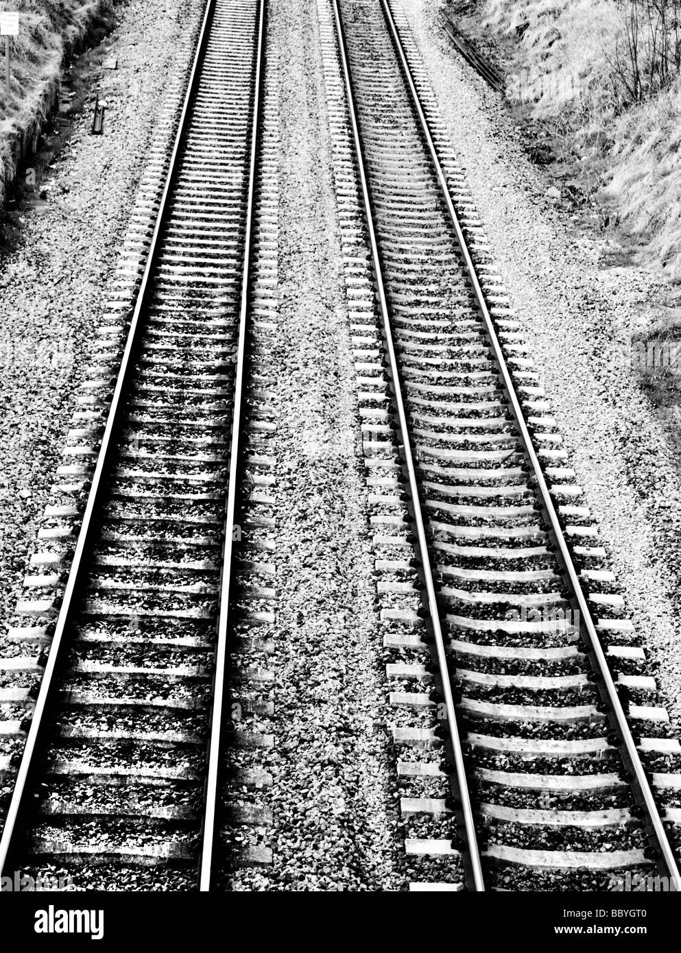 High contrast monochrome image of railway tracks Stock Photo Alamy