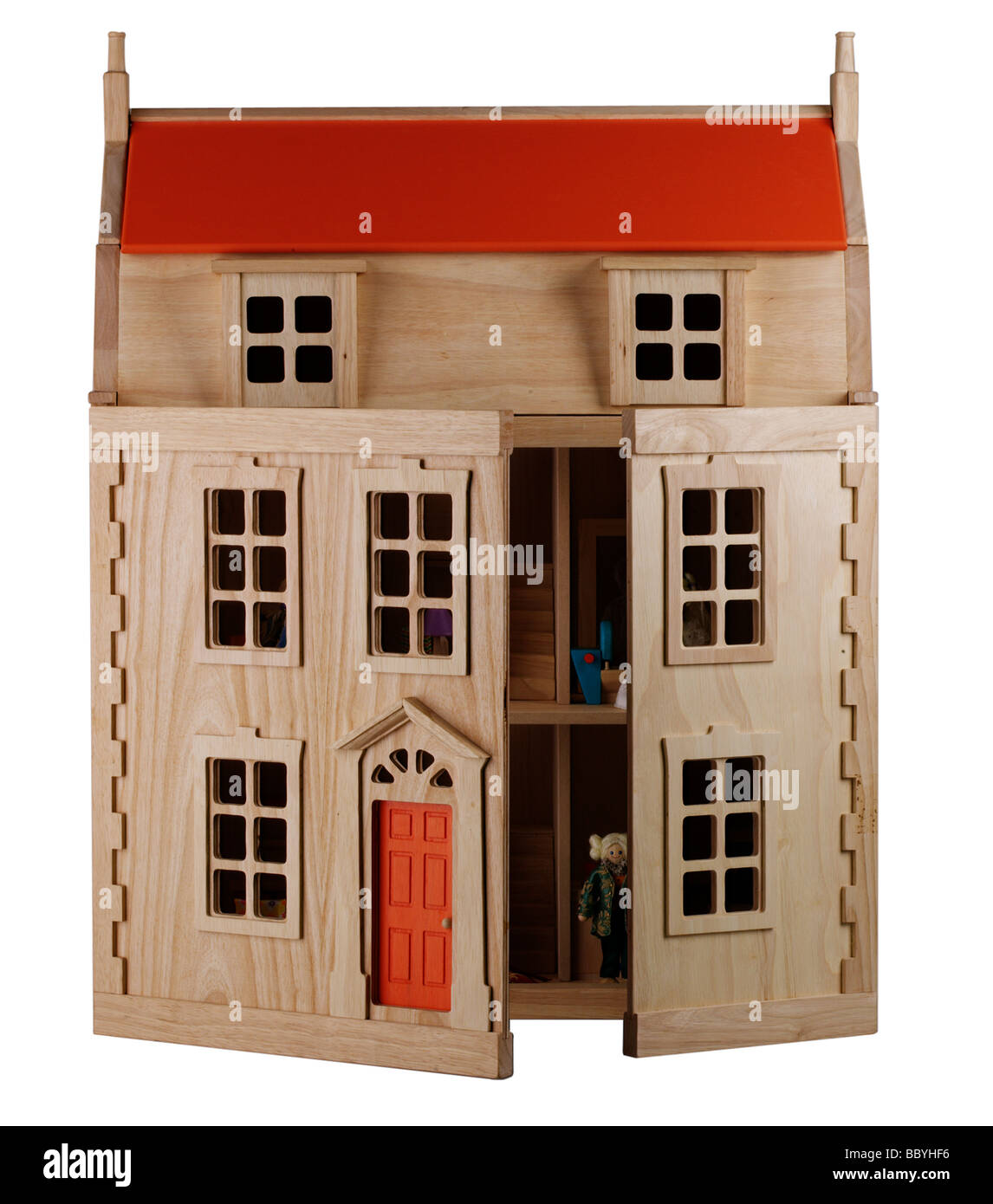 Wooden dolls house Stock Photo