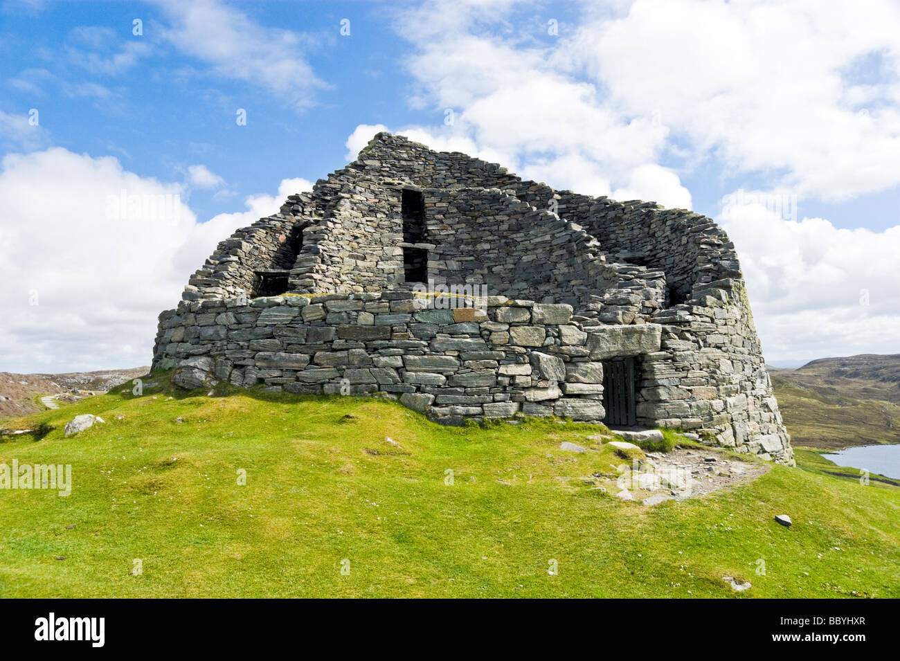 Doune Broch Carloway on the west coast of Lewis in the outer Hebrides of Scotland viewed from