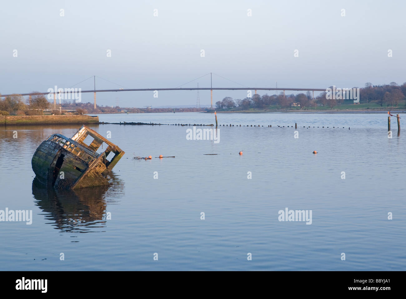 Shipwrecks in Bowling Harbour, West Dunbartonshire, Scotland Stock Photo