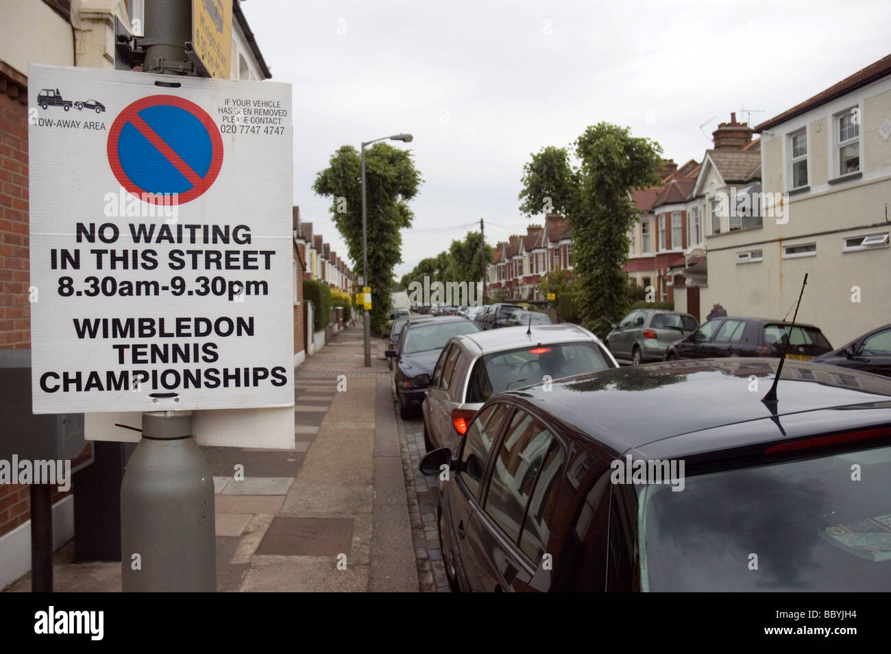 Sign to stop visitors to the All England Club parking in local streets in SW19 during the tennis championships Stock Photo