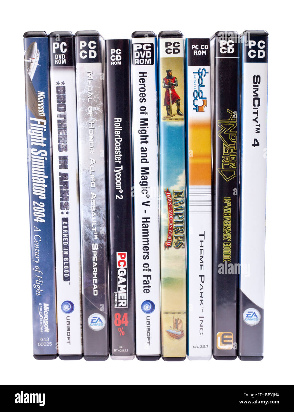 Stack of PC games cut out Stock Photo