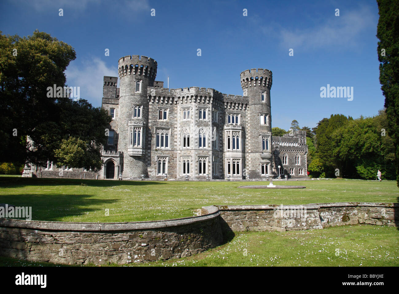 The beautiful grounds, castle & lake of Johnstown Castle, Co. Wexford, Ireland. Stock Photo