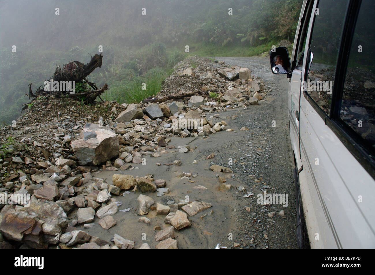 The road from Banaue to Bontoc, Mountain Province, North Luzon, Philippines Stock Photo